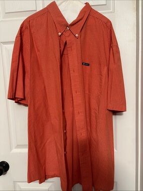 Chaps Orange Plaid Short-Sleeve Button-Down Shirt